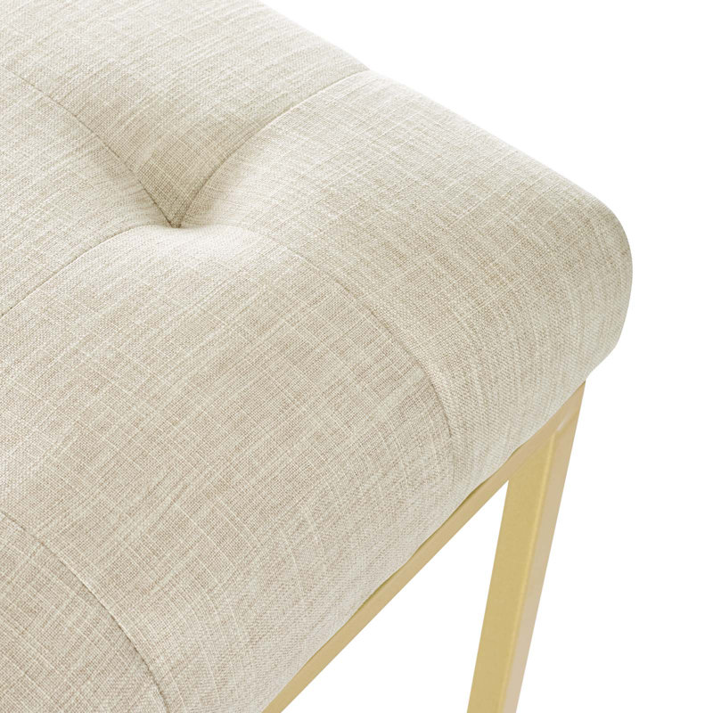Privy Stainless Steel Upholstered Fabric Dining Accent Chair, Beige