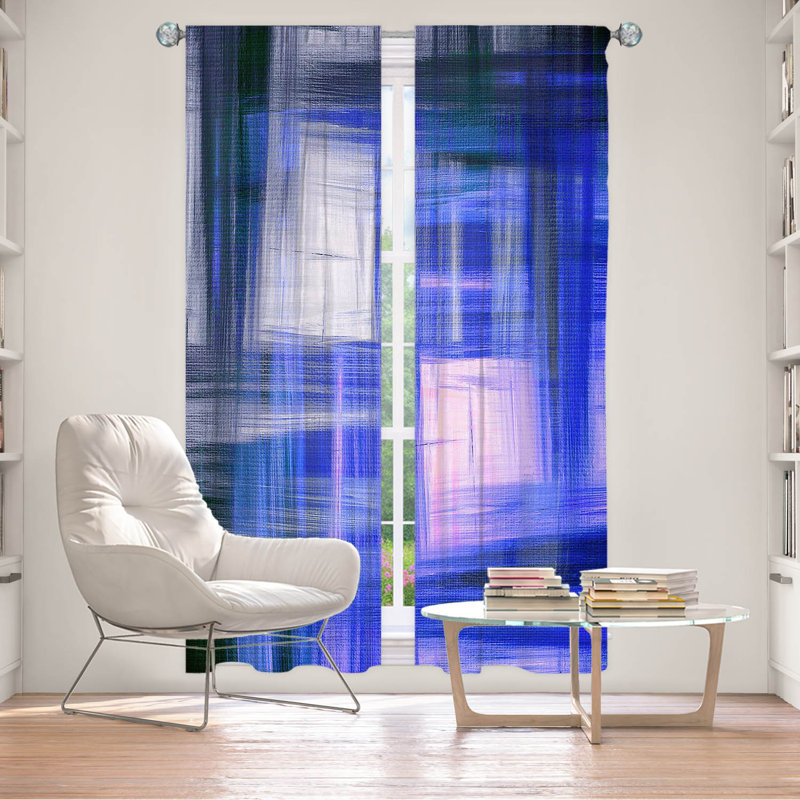 Rideau en polyester, Bleu, L 20 po x L 82 po