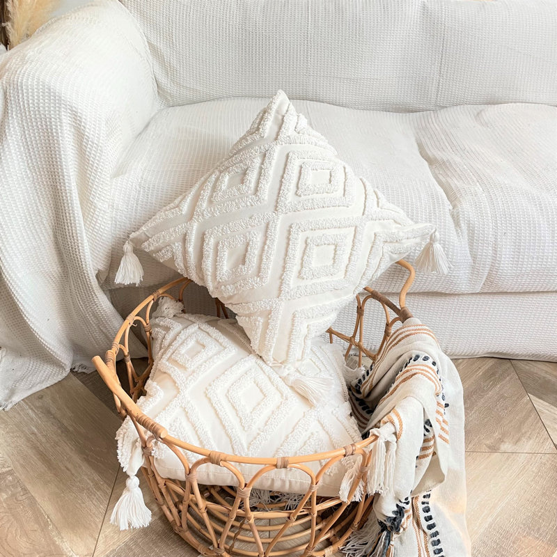 Mancelona White Square Scatter Cushion Pillow Cover