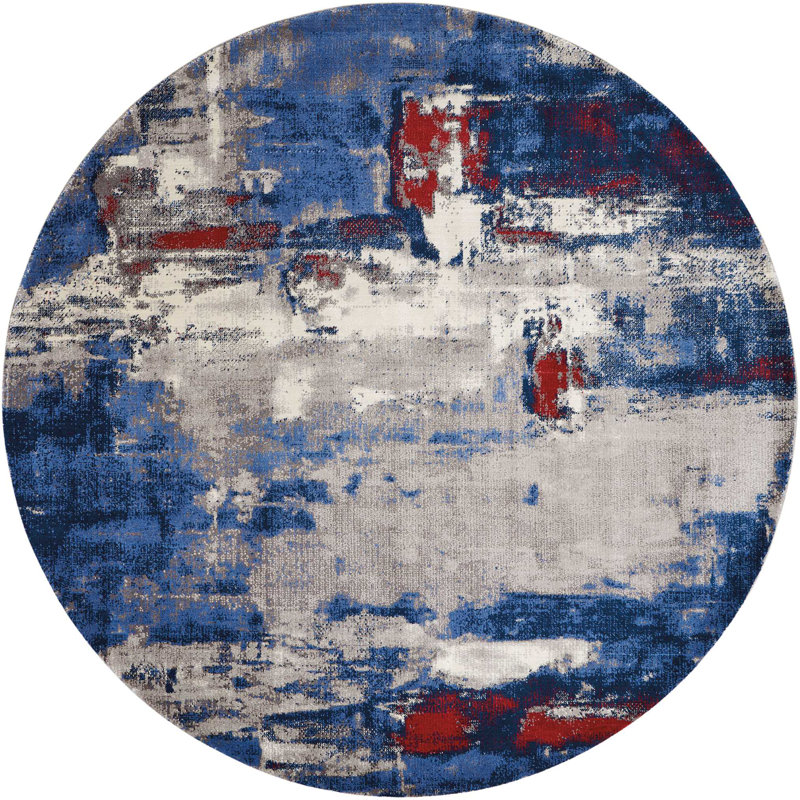 Anasia Viscose Abstract Indoor Rug, Round 8'