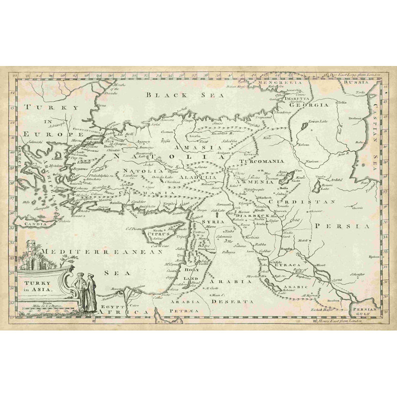 Carte de la Turquie en Asie, H 8 po x l 12 po