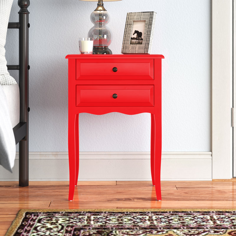 Bhavishya 18'' W Solid Wood Nightstand, Hot Red