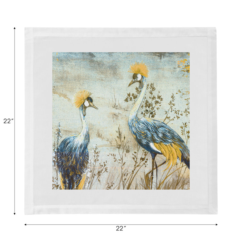 Crested Crane Cotton Sateen Dinner Napkins, Wheat Blue