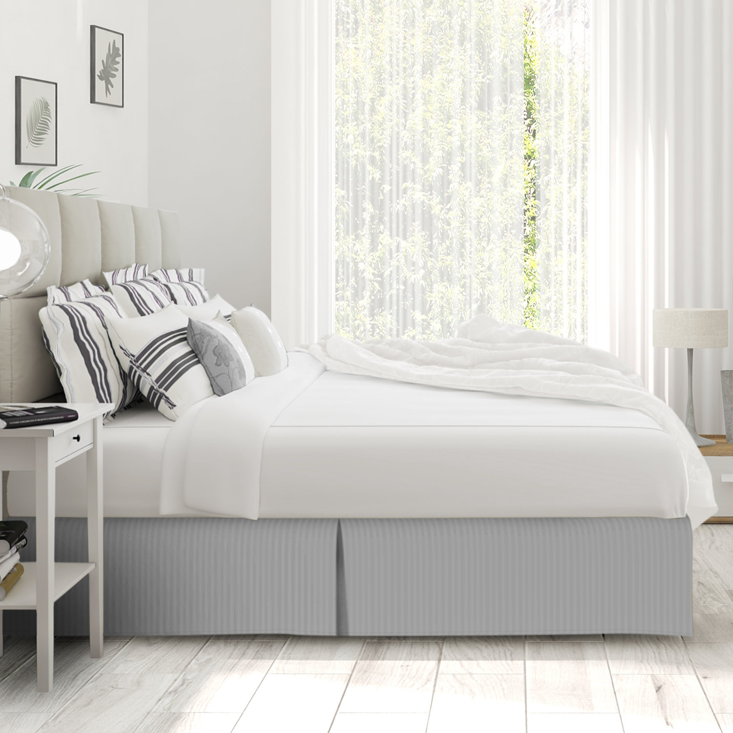 Jupe De Lit Élastique Réglable En Polyester Brossé - Dark Gray 140x190+38cm - Protection Anti-Poussière