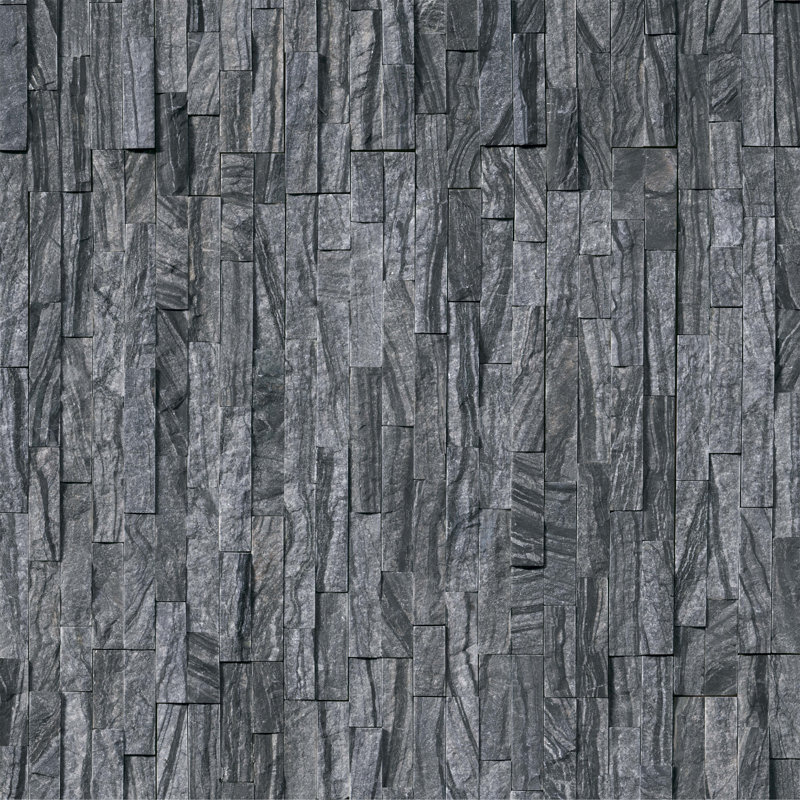 Stonecrest 6 in. x 24 in. Split Face Natural Stone Ledger Panel Wall Tile, Ashen Black