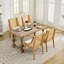 Chaises de salle à manger en rotin, structure en bois massif avec accoudoirs décoratifs, siège rembourré en lin, chaises d'appoint de style rustique en bois pour la cuisine, la salle à manger, le salon, finition naturelle, beige, paquet simple
