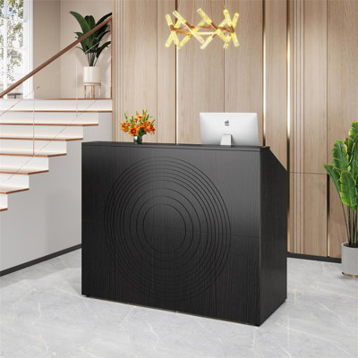 Bureau de réception 47 po noir moderne avec comptoir (sans la chaise)
