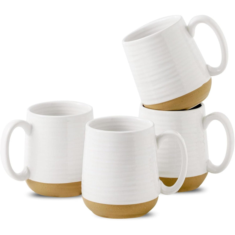 Ensemble de 4 tasses à café, tasses à café en céramique avec poignée confortable, tasses à thé pour le café, soupe, café au lait, ensemble de tasses pour le mariage, allant au micro-ondes et au lave-vaisselle