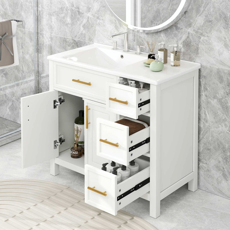 Meuble-lavabo simple 36 po avec comptoir en céramique Ashlly