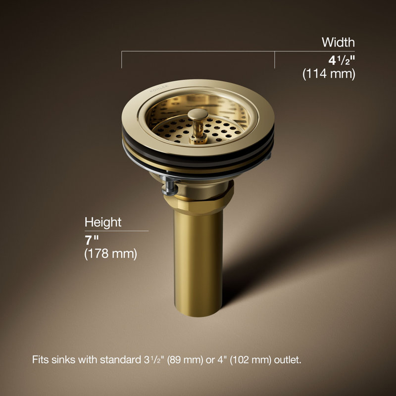 Duostrainer Sink drain and strainer with tailpiece, Vibrant French Gold