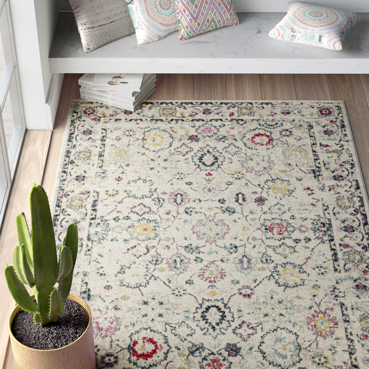 Christa Oriental Light Gray/Fuchsia Area Rug