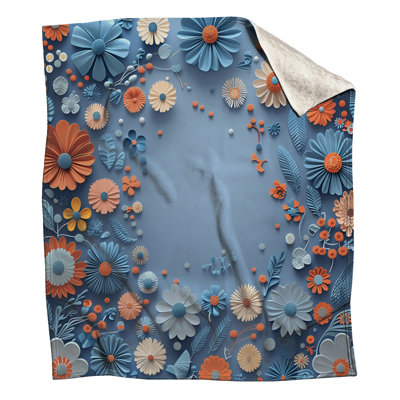 Jeté en molleton en papier - Jeté floral pour canapé ou lit