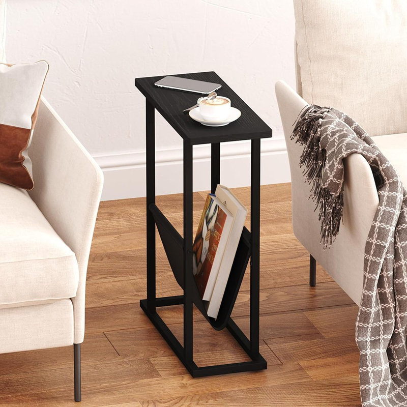 Table d'appoint étroite pour petits espaces, ensemble de 2 petites tables de bout avec porte-revues