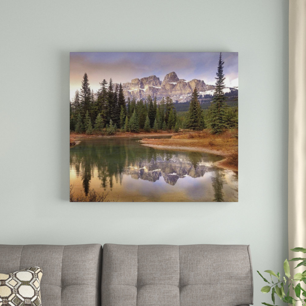" Castle Mountain And Boreal Forest Reflected " East Urban Home 