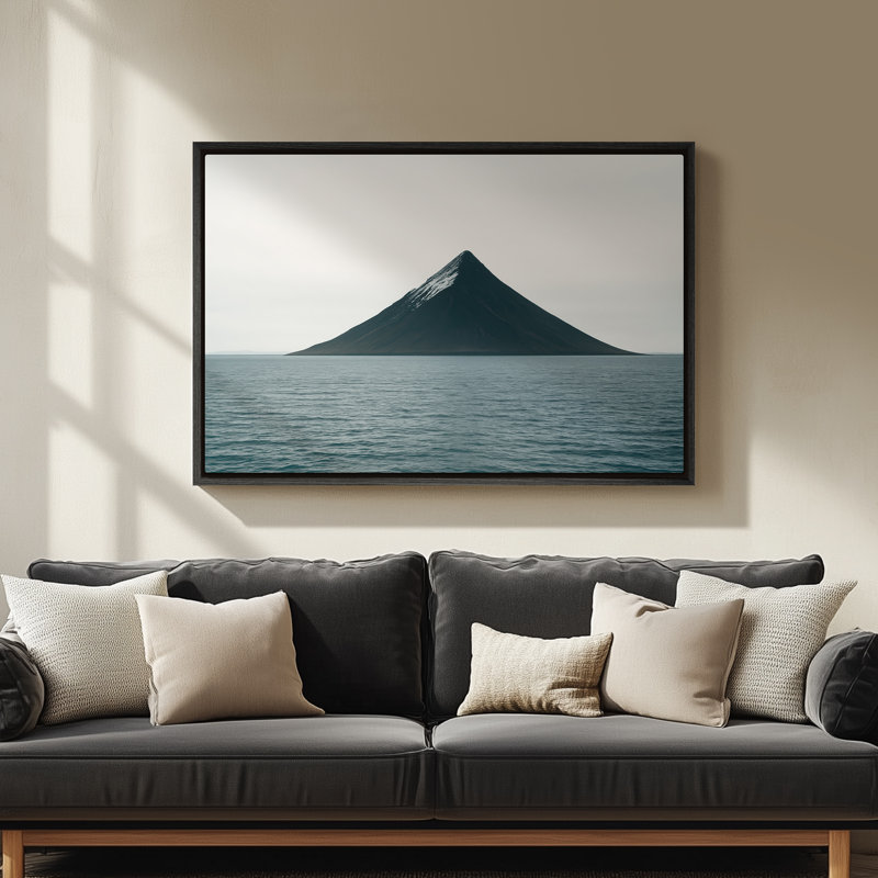 Art mural sur toile encadrée - «Lone Mountain Sea», impressions murales pour chambre à coucher - 24 po x 36 po, 24" H x 36" W