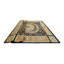 Tapis Raziya teint à la main bleu marine - brun clair, 9 pi 2 po x 12 pi 6 po