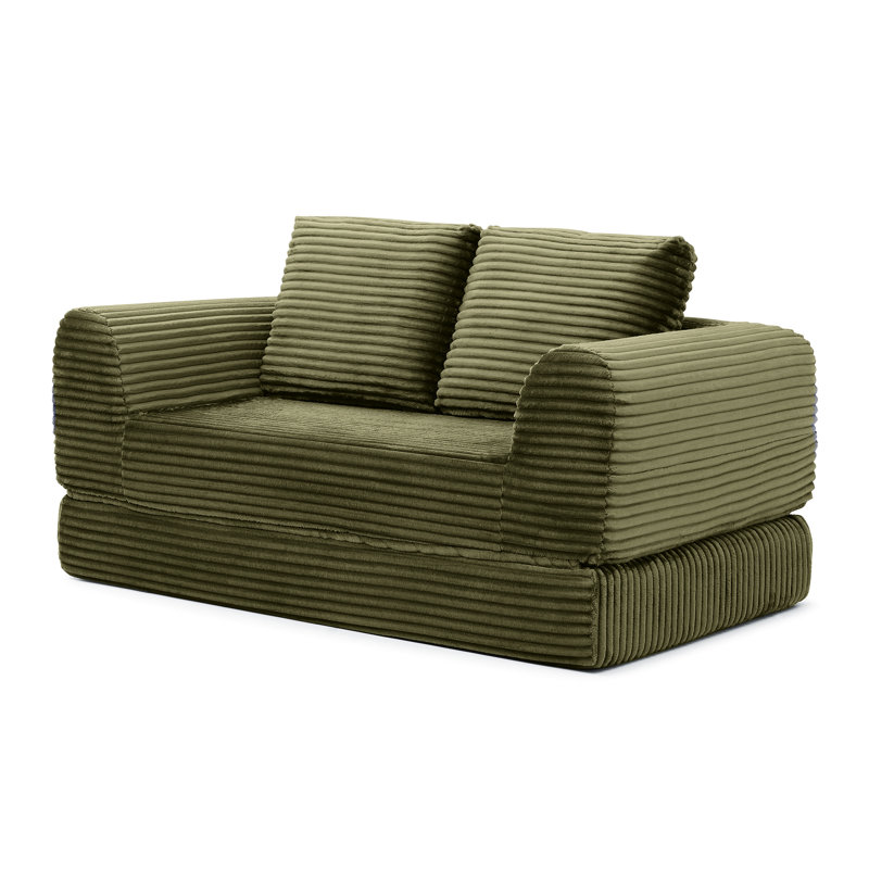 Lit moderne en velours côtelé 21, futon avec 2 coussins, idéal pour le salon, structure, tissu respirant doux, aucun siège requis