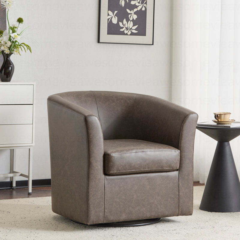 Fauteuil demi-tonneau rotatif Modern, Marron foncé