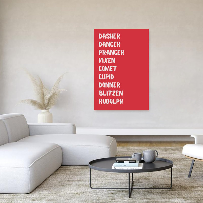Santa'S Reindeer Names Classic Abstract Winter Wall Art Print 1 Piece Wrapped Canvas Wall Art, 152.4cm H x 101.6cm W