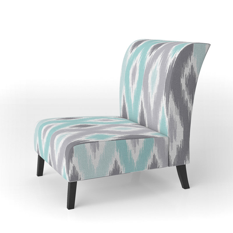 Fauteuil de chambre bleu et gris Ikat Ogee