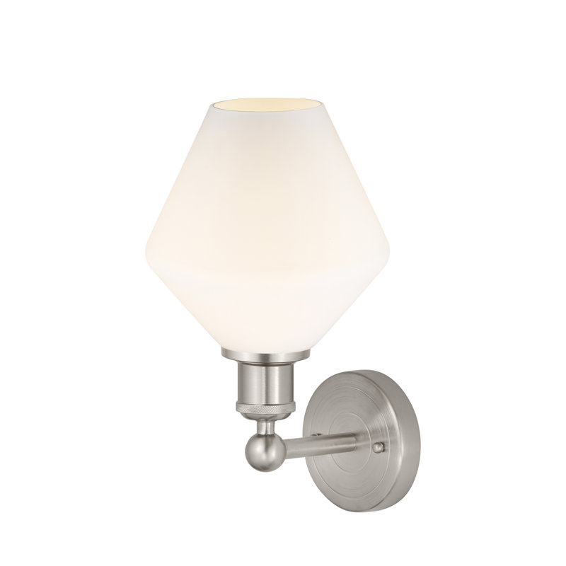 Applique murale en acier Amylea, Nickel satiné, Boîtier blanc mat