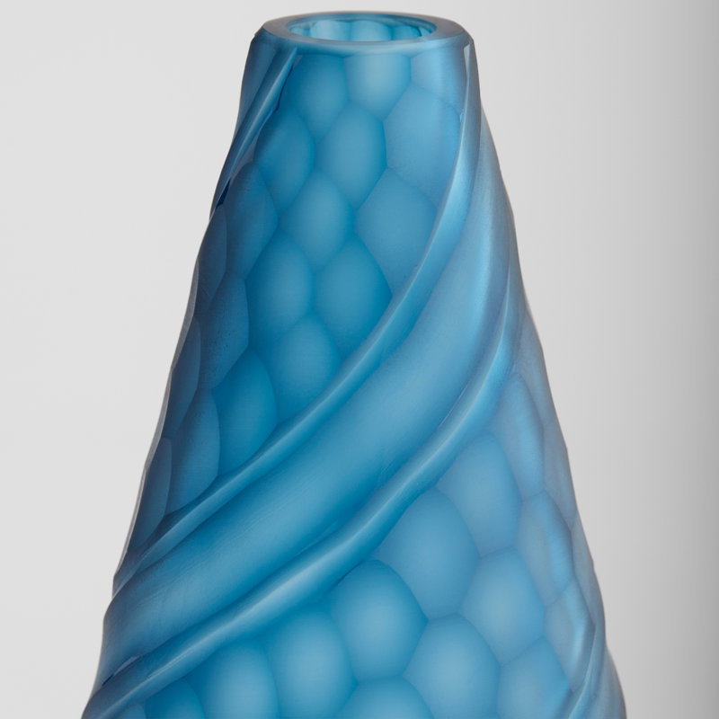 Solano Handmade Glass Table Vase, Blue, 11.25" H x 4.75" W x 4.75" D