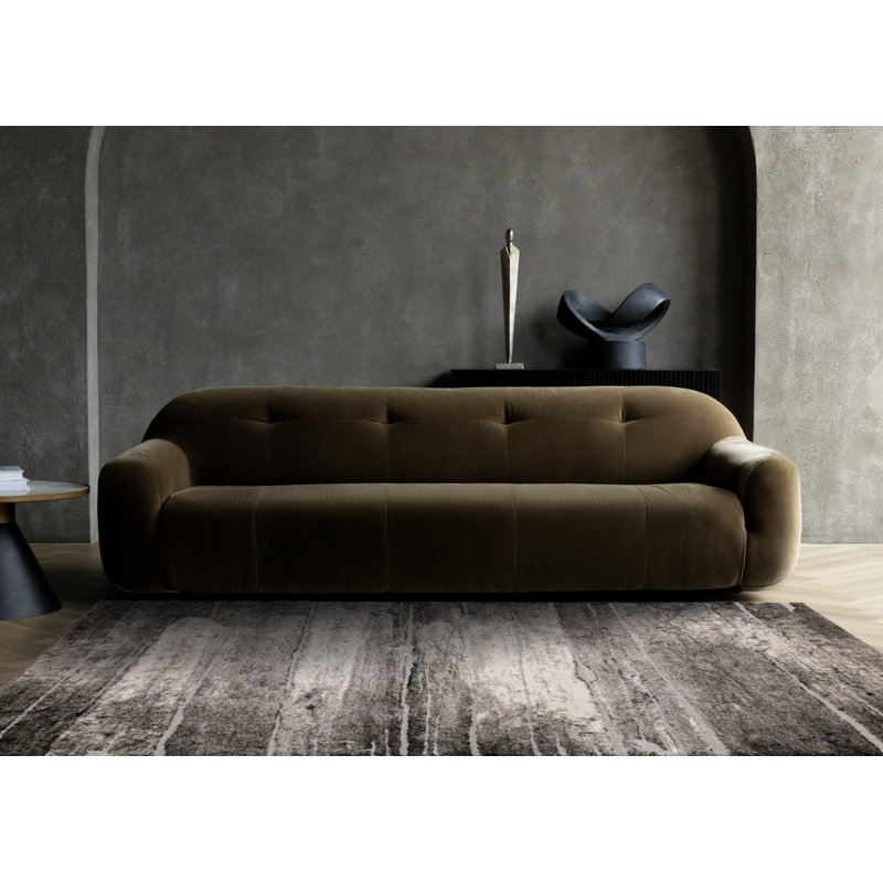 Walburg Abstract Black White Soft Touch Rug, Rectangle 5'3" x 7'7"