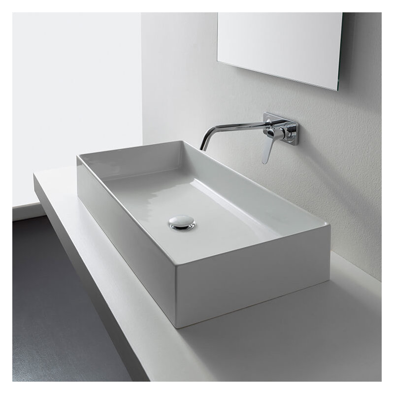 Lavabo de salle de bain rectangulaire en céramique Teorema