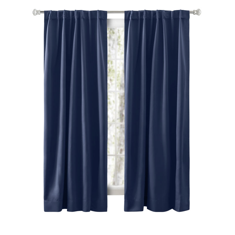 Ardelle Pure Blackout Premium Woven Yarns in a Thermal Rod Pocket w/ Backtabs Curtain Panel, Blue, 56" W x 72" L