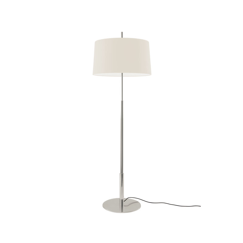 Diana Floor Lamp, Satin Nickel, White