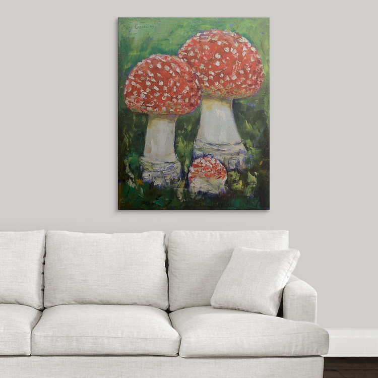 «Muldridge Three Mushroom» par Michael Creese, reproduction d'art, H 48 po x l 38 po x P 1,5 po, Toile