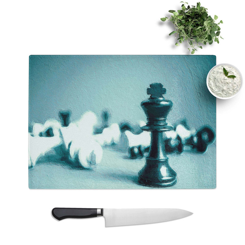 Tempered Glass a Chess Battle Chopping Board, 39 cm W x 28.5 cm L