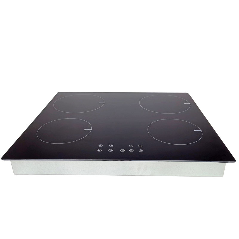 Plaque de cuisson électrique 23 x 20,5 x 3 pouces à 4 brûleurs, cuisinière à induction 220 V 2000 W, plaque de cuisson numérique en céramique noire avec capteur tactile