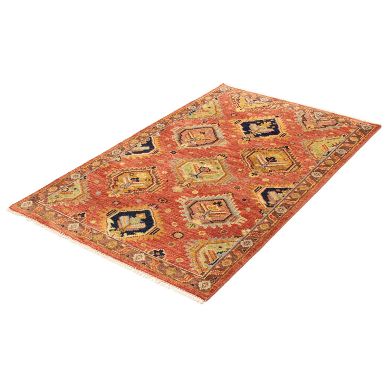 Tapis rouge en laine noué à la main 5 pi 0 po x 8 pi 0 po Jules Serapi