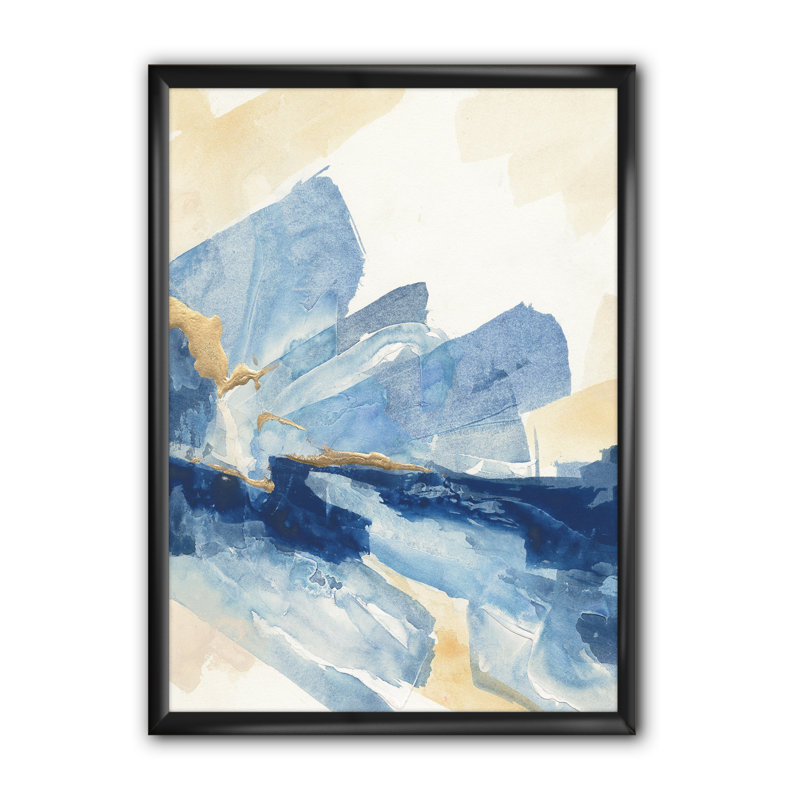 «Metallic Gold Indigo I», reproduction sur toile encadrée, H 46 po x l 36 po x P 1,5 po, Cadre noir