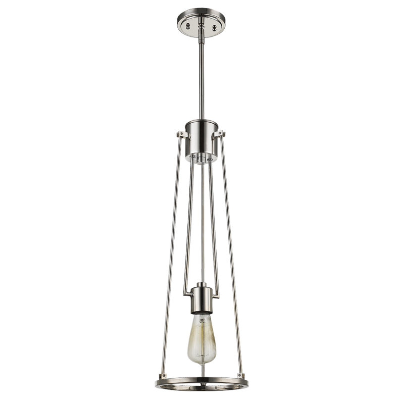 Luminaire suspendu géométrique 1 lumière Hattaway, Nickel poli