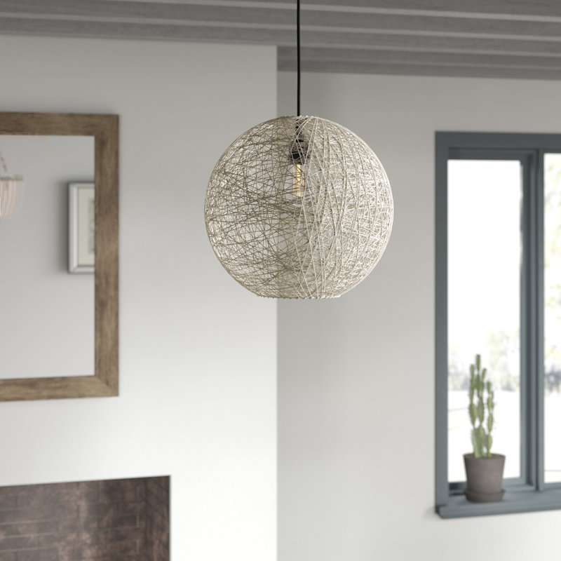 Luminaire suspendu en forme de globe à 1 lumière Aline, H 13,5 po x l 15 po x P 15 po