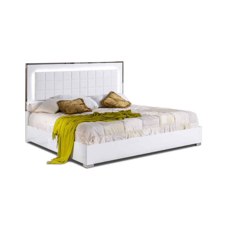 Lit brillant Alice, Grand, Blanc