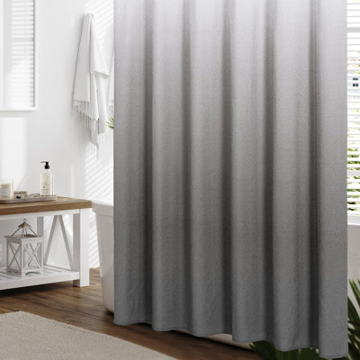 Shower Curtain With 3D Embossed Herringbone Texture, Soft Polyester Fabric For Modern Farmhouse Bathroom Decor, Includes Hooks, Water Repellent And Durable Double Layer Design