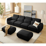 Modular Sectional Sofa,  Comfy Cloud Couch Convertible U Shaped Sofa Couch With 2 Ottoman