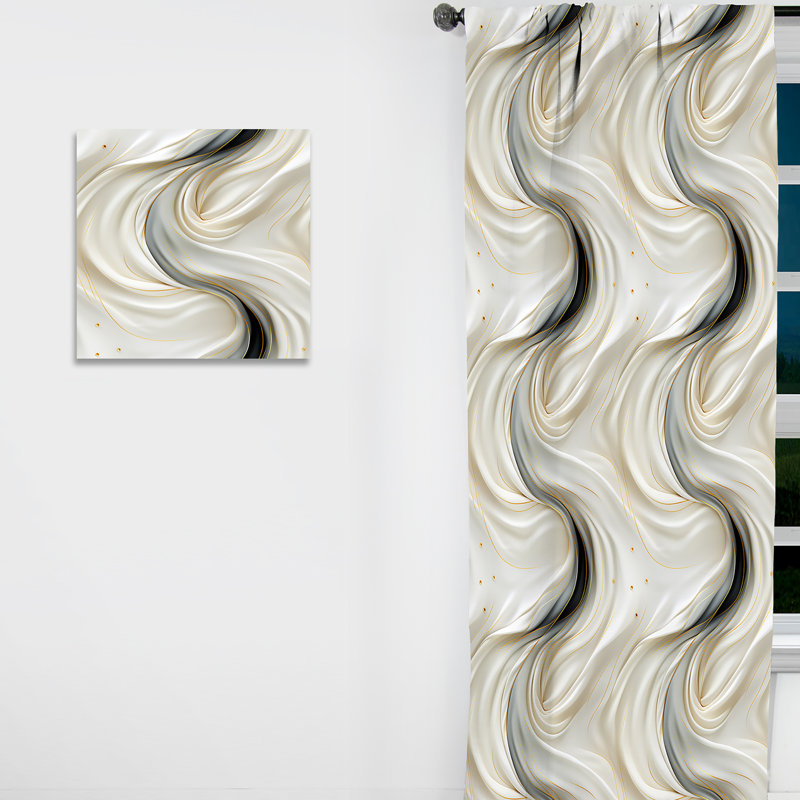 Glamour or et marbre blanc perle Opulence I - Rideau obscurcissant abstrait en marbre - 1 panneaux, L 52 po x L 108 po