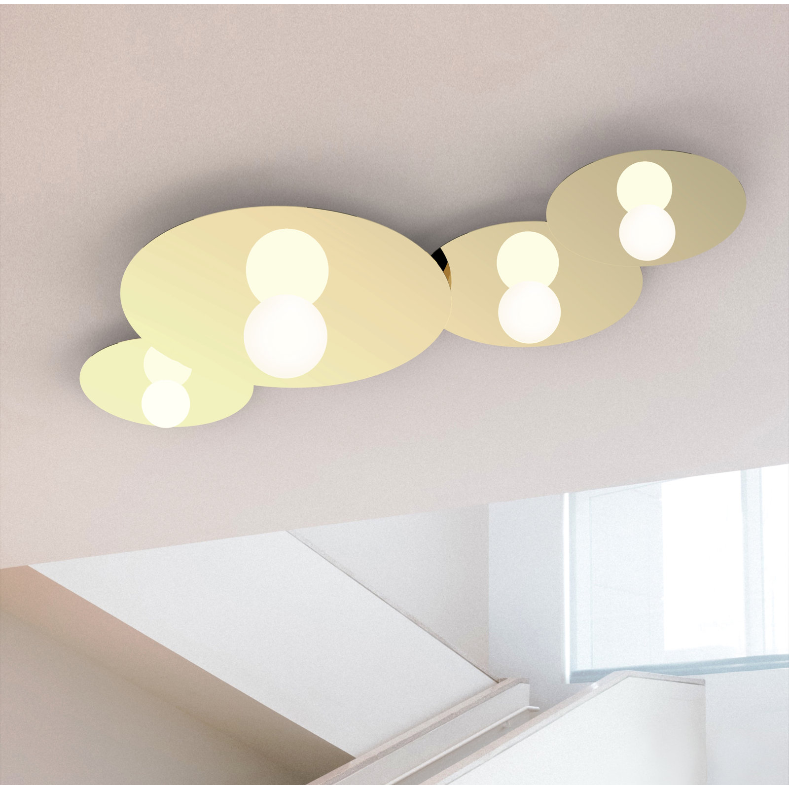 Bola Disc Single Light Flush Mount, Brass, 6.5" H x 18" W x 18" D