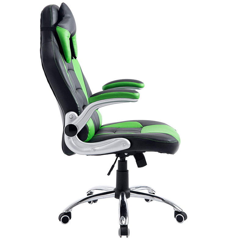 Symple Stuff Mansour Faux Leather PC & Racing Game Chair, Green