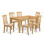 Ensemble de table de salle à manger 7 pièces composé d'une table de cuisine rectangulaire et de 6 chaises de salle à manger en tissu de lin, chêne-1943080372-1943080373-1943080330