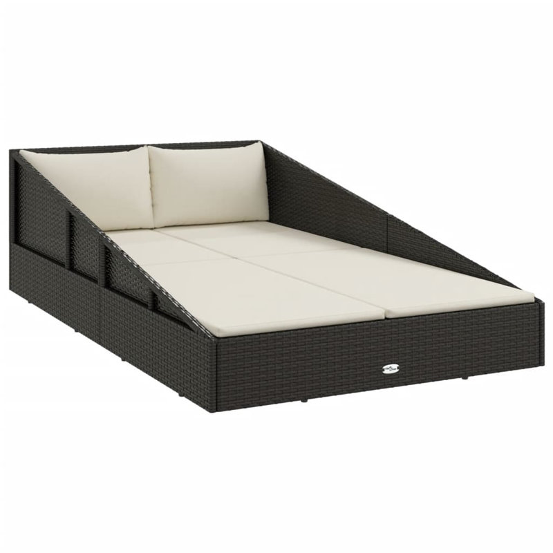Brunhildis 80" Long Single chaise with Cushions, Black