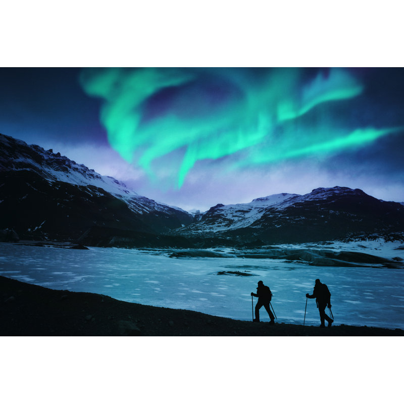 Hikers Under The Northern Lights by Powerofforever - Wrapped Canvas Print, 51cm H x 76cm W