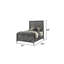 Lit simple gris avec base en bois massif gris contemporain