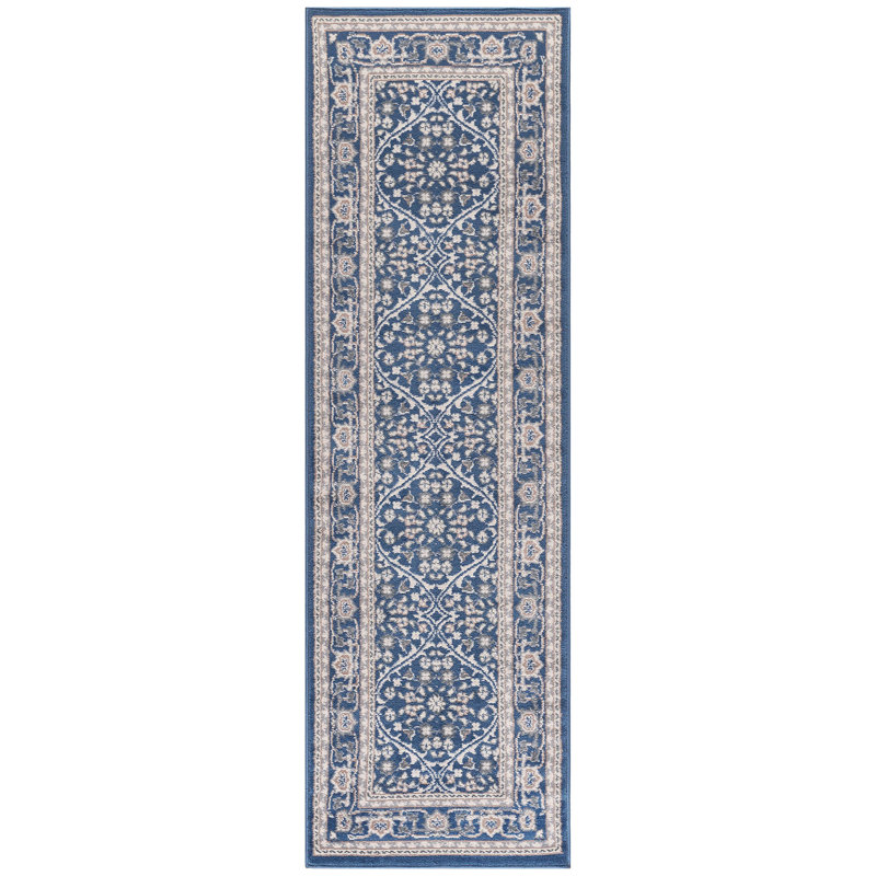 Tapis oriental bleu marine Wealden, Tapis de couloir 2 pi 3 po x 10 pi