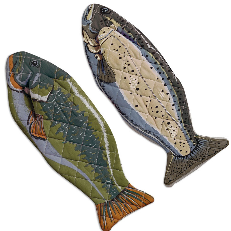 Design Imports Fish Cotton Blend Oven Mitt Set