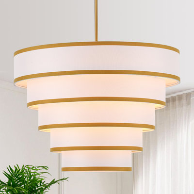 Lustre tambour 6 lumières en lin moderne